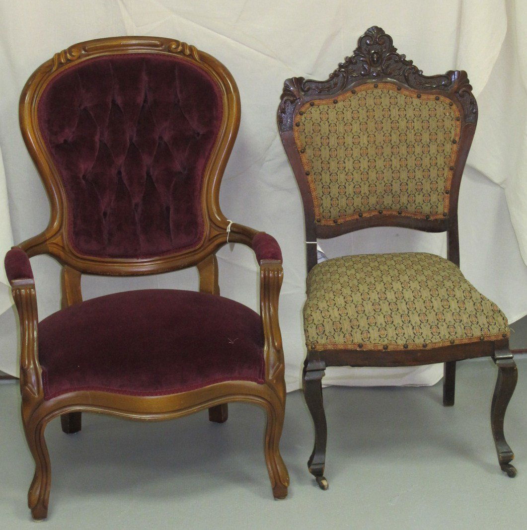 Victorian Side Chair \u0026 Victorian Red Velvet Arm Chair Victorian Side Chair \u0026 Victorian Red Velvet Arm Chair